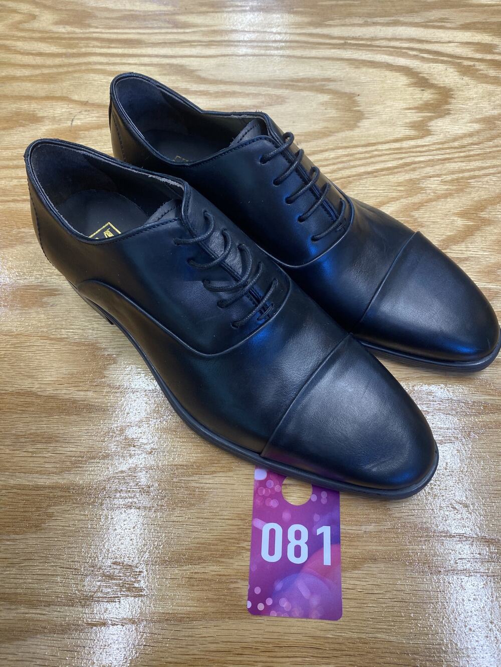 Brunomagli Men's 8 Black Leather Lace Up Low Top Cap Toe Casual Oxford Shoes